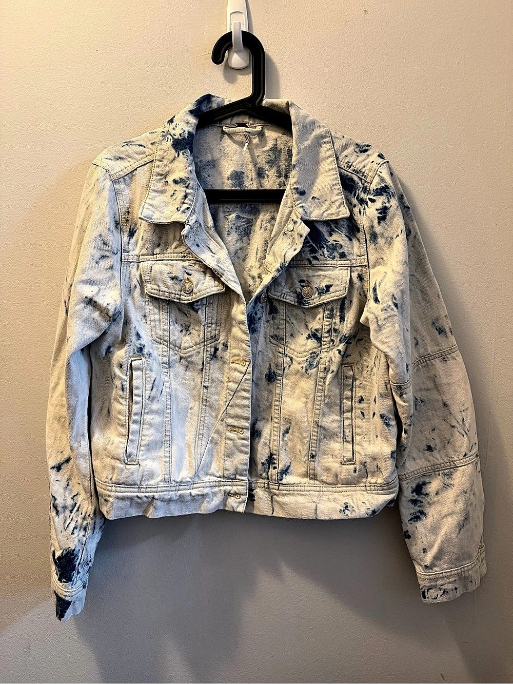 Free People Tie Dye Cotton Denim Jacket Size Large